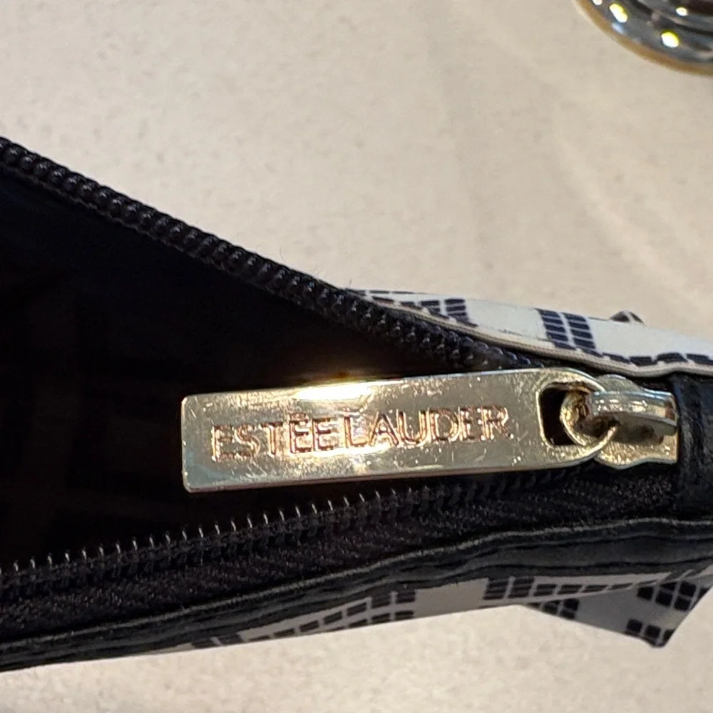 Estee Lauder Black and White Checkered Pouch - Picture 2 of 3